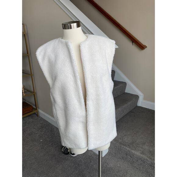 H&M cream shearling oversized vest size XS, - Picture 1 of 12